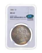 MS62 1886 Morgan Silver Dollar - CAC - Graded NGC
