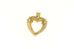 10K Yellow Gold 2.00 Ctw Baguette Diamond Heart Love Pendant