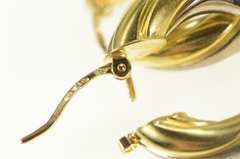 18K Yellow Gold Two Tone 20.0mm Twist Spiral Puffy Hoop Earrings