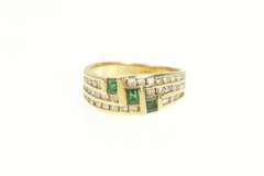 14K Yellow Gold 0.83 Ctw Princess Emerald Diamond Tiered Band Ring