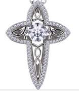 Sterling silver Cross dancing stone pendant in Silver