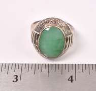 Green Beryl Set In Sterling Ring