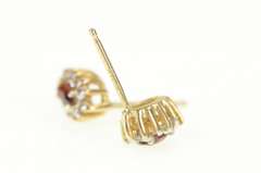 14K Yellow Gold Marquise Ruby Diamond Halo Stud Earrings