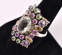 Sterling Silver Ring With Lab Enhanced Stones
