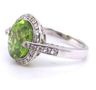 925 Sterling Silver Green Cubic Zirconia Pendant on Chain with Ring and Matching Earrings