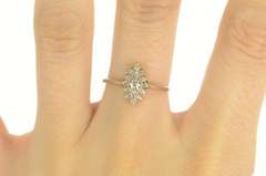 14K White Gold 0.25 Ctw Diamond Squared Cluster Vintage Ring