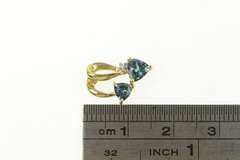 10K Yellow Gold Trillion London Blue Topaz Diamond Accent Pendant