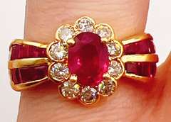18kt Solid Yellow Gold, Ruby, & Diamond Ring
