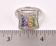 Multi-gem Sterling Silver Ring