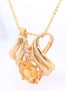 Gorgeous Yellow Gold Rolo Link Chain Necklace with Citrine and Diamond Slider Pendant