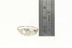 14K White Gold Art Deco Ornate Filigree Squared Statement Ring