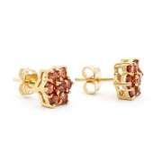 Plated 18KT Yellow Gold 1.31cts Garnet and Diamond Earrings