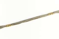 Sterling Silver Layered Box Link 14k Accent Chain Necklace