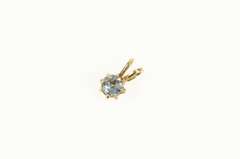 14K Yellow Gold Round Blue Topaz Solitaire Simple Classic Pendant