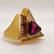 14kt Solid Yellow Gold, Ruby, & Diamond Cocktail Ring