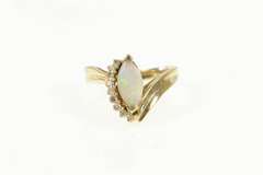 14K Yellow Gold Marquise Opal Diamond Accent Bypass Ring
