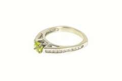 14K White Gold Peridot Diamond Accent Channel Engagement Ring