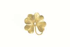 14K Yellow Gold Diamond Clover Shamrock Good Luck Pin/Brooch
