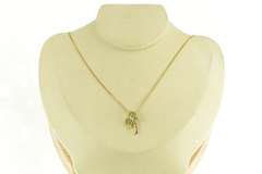 14K Yellow Gold Emerald Diamond Palm Tree Tropical Motif Pendant