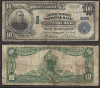 $10 1902 PITTSBURGH, PA CH. 685 STEEL TOWN FINE