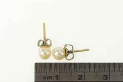 14K Yellow Gold 5.5mm Pearl Classic Simple Stud Plain Earrings