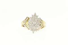 14K Yellow Gold 1.00 Ctw Marquise Diamond Cluster Statement Ring
