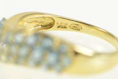 14K Yellow Gold Pave Blue Topaz Encrusted Wavy Band Ring