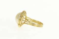 18K Yellow Gold Mabe Pearl Ornate Banded Statement Cocktail Ring
