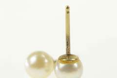 14K Yellow Gold 5.5mm Pearl Classic Simple Stud Plain Earrings