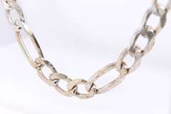 Popular Italian White Gold Figaro Link Chain Necklace