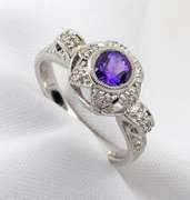 Regal Amethyst & Diamond Ring in 14K WG