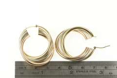 Sterling Silver 35mm Tri Tone Twist Statement Hoop Earrings