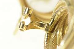 14K Yellow Gold Pearl Twist Design Mabe Clip Back Retro Earrings