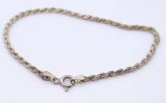 Set of Vintage Italian 925 Sterling Silver Rope Chain Necklace and Matching Bracelet