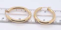 Beautiful Yellow Gold oval Tube Hoop Earrings