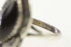 Sterling Silver Black Onyx Southwestern Artisan Leaf Feather Ring