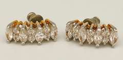 Sparkly 14kt Solid Yellow & White Gold CZ Earrings