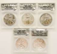 5 MS70 ASE silver coins