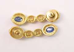 Marvelous 2.25CTW Tourmaline, 2.25CTW Kyanite & 2.00CTW Diamond Dangling Earrings in Gold Plated Sterling Silver