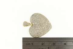 10K White Gold 0.75 Ctw Pave Diamond Encrusted Heart Pendant