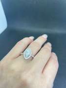 BEAUTIFUL DIAMOND MARQUISE HALO PAVE ENGAGEMENT RING IN 18K WHITE GOLD