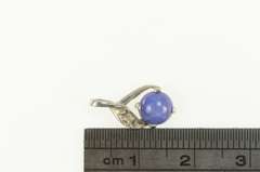 10K White Gold Syn. Blue Star Sapphire Diamond Accent Pendant