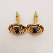 Men's Blue Sapphire and Diamond Cufflinks in 14KT Gold