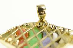 14K Yellow Gold Carnelian Jade Mother of Pearl Fish Scale Pendant