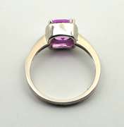 Classy Pink Sapphire & Diamond Ring in 14K WG
