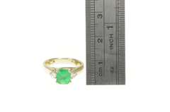 14K White Gold 1.29 Ctw Natural Emerald Diamond Engagement Ring