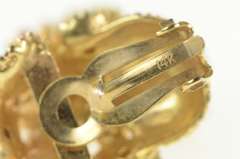 14K Yellow Gold 1960's Emerald Daisy Bouquet Basket Clip Back Earrings