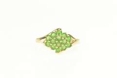 14K Yellow Gold Simple Peridot Cluster Statement Ring