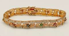 14kt Solid Yellow Gold Bracelet with Diamonds, Sapphires, Rubies, and Emeralds!