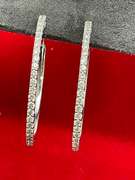 BRAND NEW 14K WHITE GOLD AND DIAMOND LOOP EARRINGS